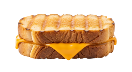 Delicious Golden Grilled Cheese Sandwich Isolated on White Background.