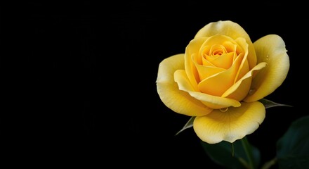 A vibrant yellow rose in full bloom, showcasing its delicate petals and rich color, symbolizing friendship and joy in nature's embrace ,macro ,close-up ,vibrant