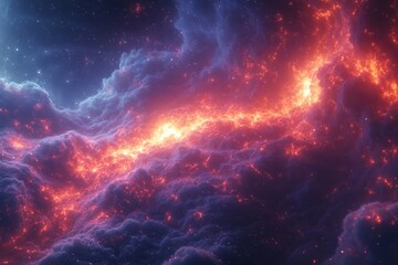 Fototapeta premium Cosmic Inferno: An immersive and awe-inspiring image, revealing a vibrant expanse of celestial phenomena, capturing the raw beauty and power of the cosmos.