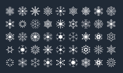 set of  snowflake icons, winter, snow