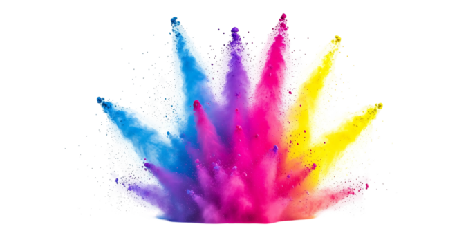 Explosion of Vibrant Colors on White Background.