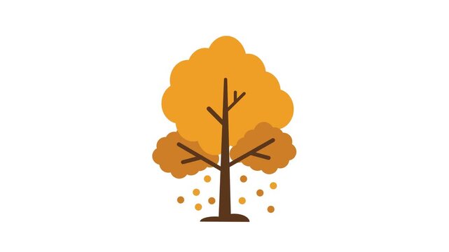 Minimalist Fall Season Tree with Yellow and Orange Foliage and Simple Modern Design