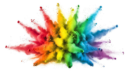 Explosion of Vibrant Rainbow Colors on White Background.