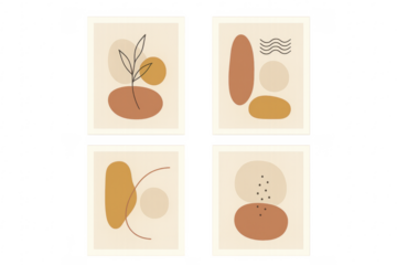 Abstract organic shape wall art set minimal style