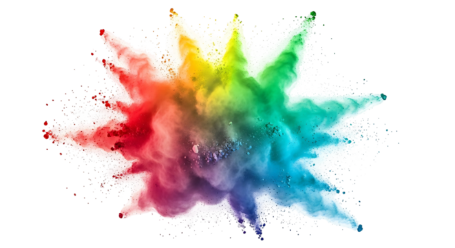 Explosion of Vibrant Rainbow Powder on White Background. - Powered by Adobe