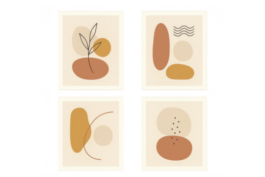 Abstract organic shape wall art set minimal style