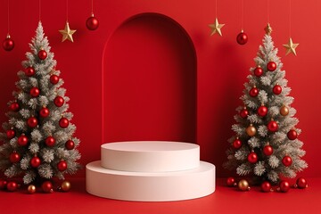 Amazing 3d rendering product podium for Christmas & holiday celebrations