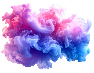 Vibrant Multicolored Smoke Cloud with Silky Flow, Isolated on Transparent Background PNG 