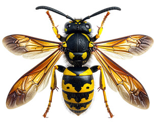 Realistic Hornet Insect Isolated on Transparent Background, PNG Cutout, Generative AI