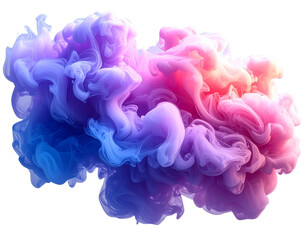 Vibrant Multicolored Smoke Cloud with Silky Flow, Isolated on Transparent Background PNG
