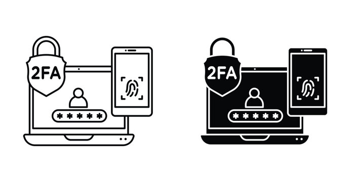 2FA Multifactor verification icon graphic design. Vector icon illustrations