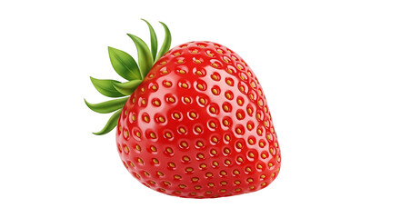 Fresh Ripe Red Strawberry with Green Stem Isolated on White Background.