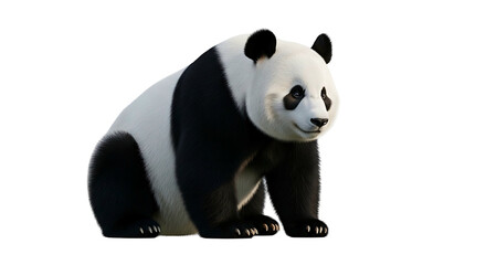 Giant Panda Sitting Isolated White Background.