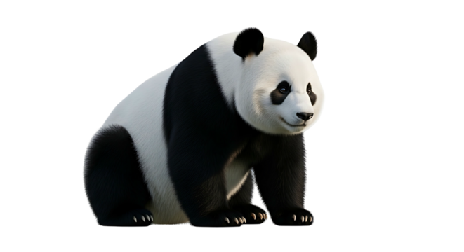 Giant Panda Sitting Isolated White Background.
