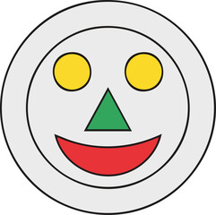 Fototapeta premium A simple cartoon smiley face with yellow eyes, a green nose, and a red mouth.