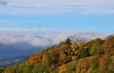 Blick an die Berge im Herbst Nähe Payerbach