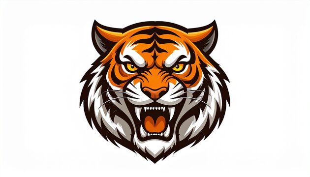 Tiger logo. Angry tiger roar vector art isolated on white background, vector  - Powered by Adobe