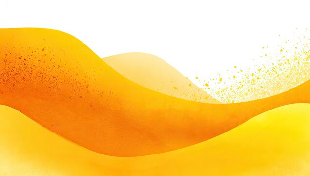 Abstract illustration of flowing orange waves, speckled effects, isolated on white background