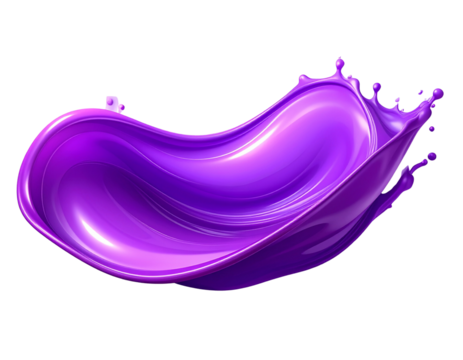 Abstract Purple Liquid Wave Splash, Dynamic Flow, Isolated on Transparent Background