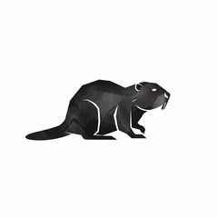 Stylized illustration of a beaver, rendered in dark grayscale tones with a geometric and minimalist design. Depicted in profile