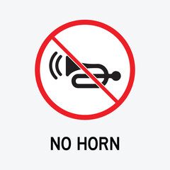 No Horns Sign No Honking Prohibition Traffic Symbol Vector
