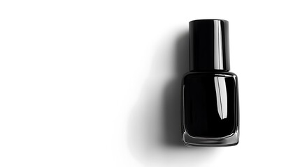 Obraz premium Sleek Black Nail Polish Bottle Isolated on a Clean White Background, Top View