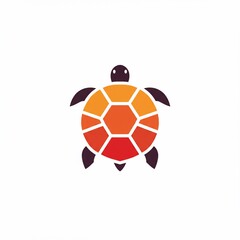 Obraz premium Colorful geometric turtle illustration. Shell is divided into sections with a gradient. Simple, clean, modern design