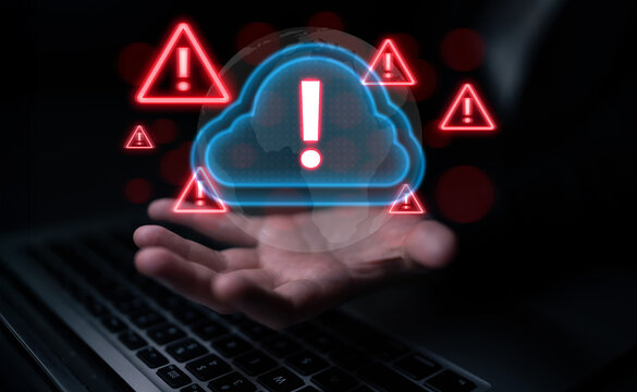 Red alert triangles over a blue cloud icon, symbolizing cloud security threats, system warnings, and data protection risks in digital environments Parse