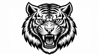 Fototapeta premium iger head, Green color eye pink nose vector art, Tiger face vector, Tiger art vector 