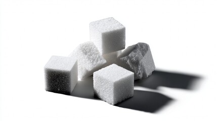Sugar Cubes on White Surface with Shadow