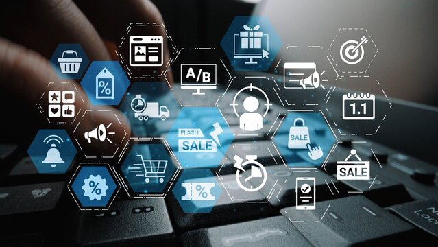 Flash sale icons show ecommerce, flash sale discount, and digital promotion. Flash sale drives customer shopping, flash sale marketing, and conversion growth. Funnel