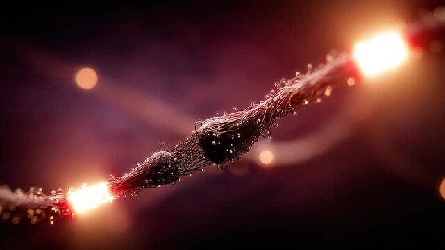 Neurons firing electrical signals across synapse in a vibrant, dynamic animation, perfect for medical or science education, showing the wonder of neuroscience