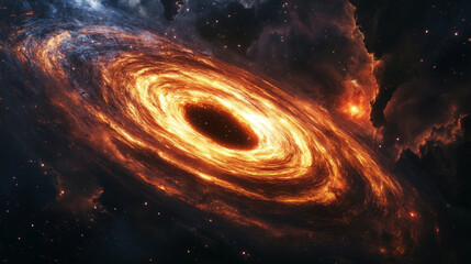 Fiery Spiral Galaxy or Black Hole Accretion Disk in Deep Space
