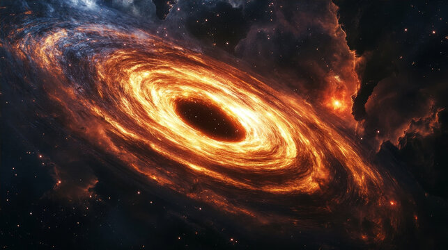 Fiery Spiral Galaxy or Black Hole Accretion Disk in Deep Space