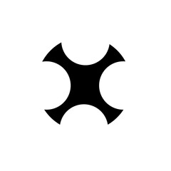 Abstract geometric black silhouette shape isolated on transparent background