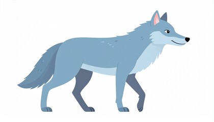 Cute cartoon wolf isolated on white background. Side view. Vector illustration.