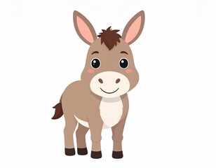 Obraz premium Illustration of Cute Donkey animal on white