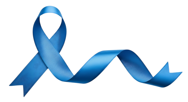 A bright blue awareness ribbon with a subtle pattern isolated on transparent background - Powered by Adobe