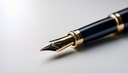 fountain pen focused at the nib lying on a white surface writing tool elegance stationery focus detail