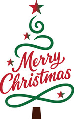 Typography Christmas  tree vector art and illustration.
