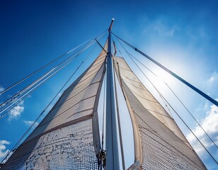 Obraz premium sailboat sails abstract against a bright blue sky photography