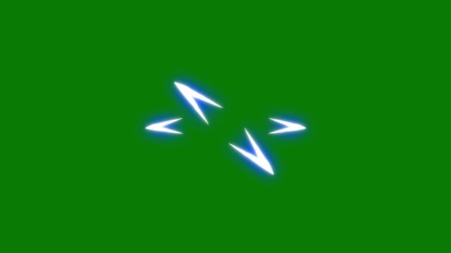 Flash FX with glowing shine effect and 2D cartoon explosion on green screen background. Energy shape blast and cartoon spark explosion FX with stroke burst. light arrow and line shape blast. 4K