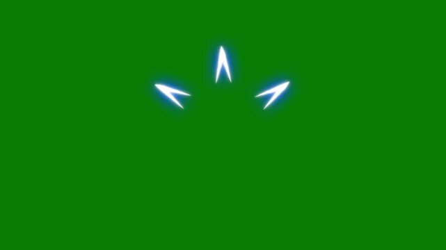 2D anime style cartoon FX featuring shiny flash explosion. Explosion FX, energy burst, Energy transition, hand drawn light arrow elements and shape blasts on green screen background. 4K animation