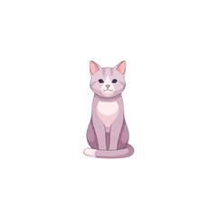 Fototapeta premium Cute Cartoon Cat Sitting Vector Illustration