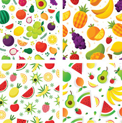 Colorful Tropical Fruit Pattern Set