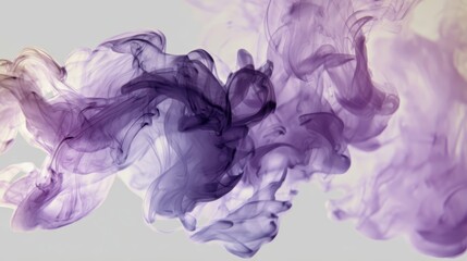 Fototapeta premium Dreamy Purple and Lavender Swirling Smoke on a Light Background
