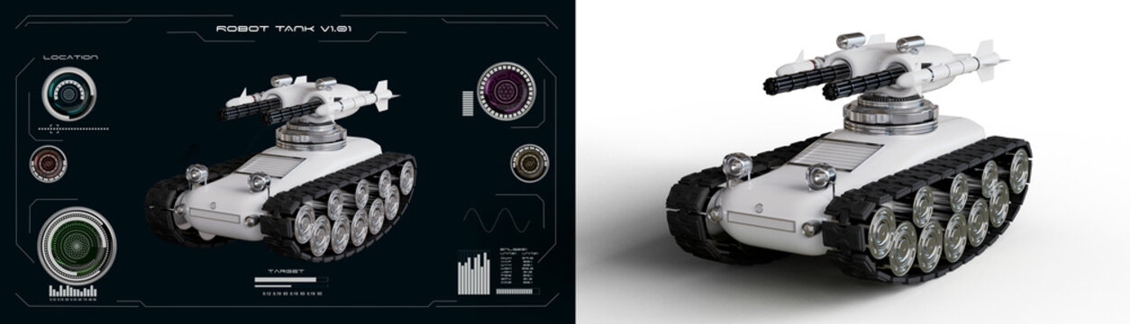 Robotic Tank Interface and 3D Render &mdash; Futuristic Combat Vehicle Design