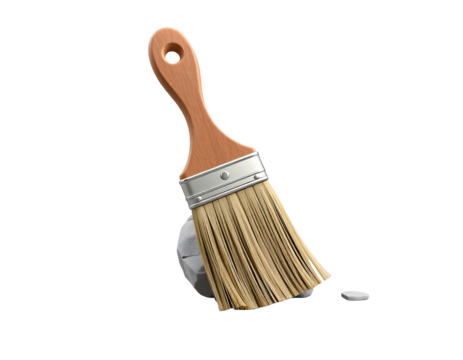 Paintbrush with white paint splash isolated on transparent background - Powered by Adobe
