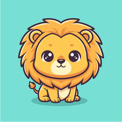 Cute Little Lion Cub Cartoon, Adorable Animal Illustration