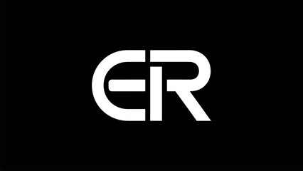 Obraz premium White ER Monogram Logo on Black Background letter